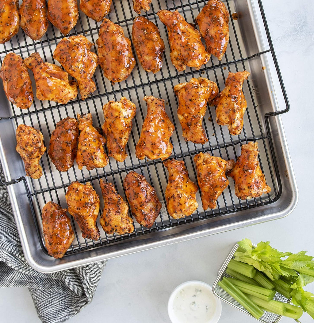 Extra Large Oven Crisping Baking Tray with Rack, Silver H85071
