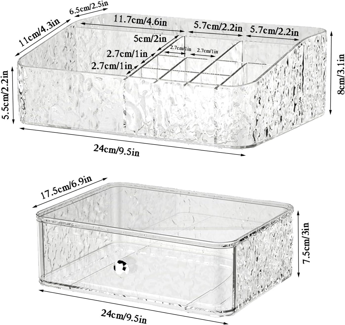 Clear PET Stackable Makeup Organizer Tray Set B188594