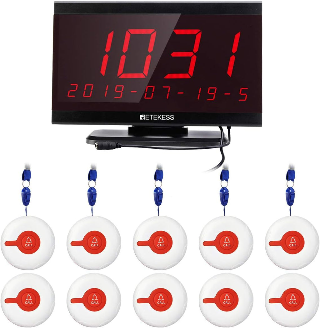Caregiver Pager, Nurse Alert System, 10 Waterproof Lanyard Pagers X108