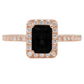 18k Rose Gold Onyx Halo Ring Size 8.5 B76113