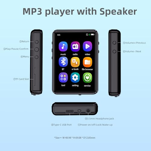 Black 32GB Bluetooth MP3 Player with Touch Screen X5759