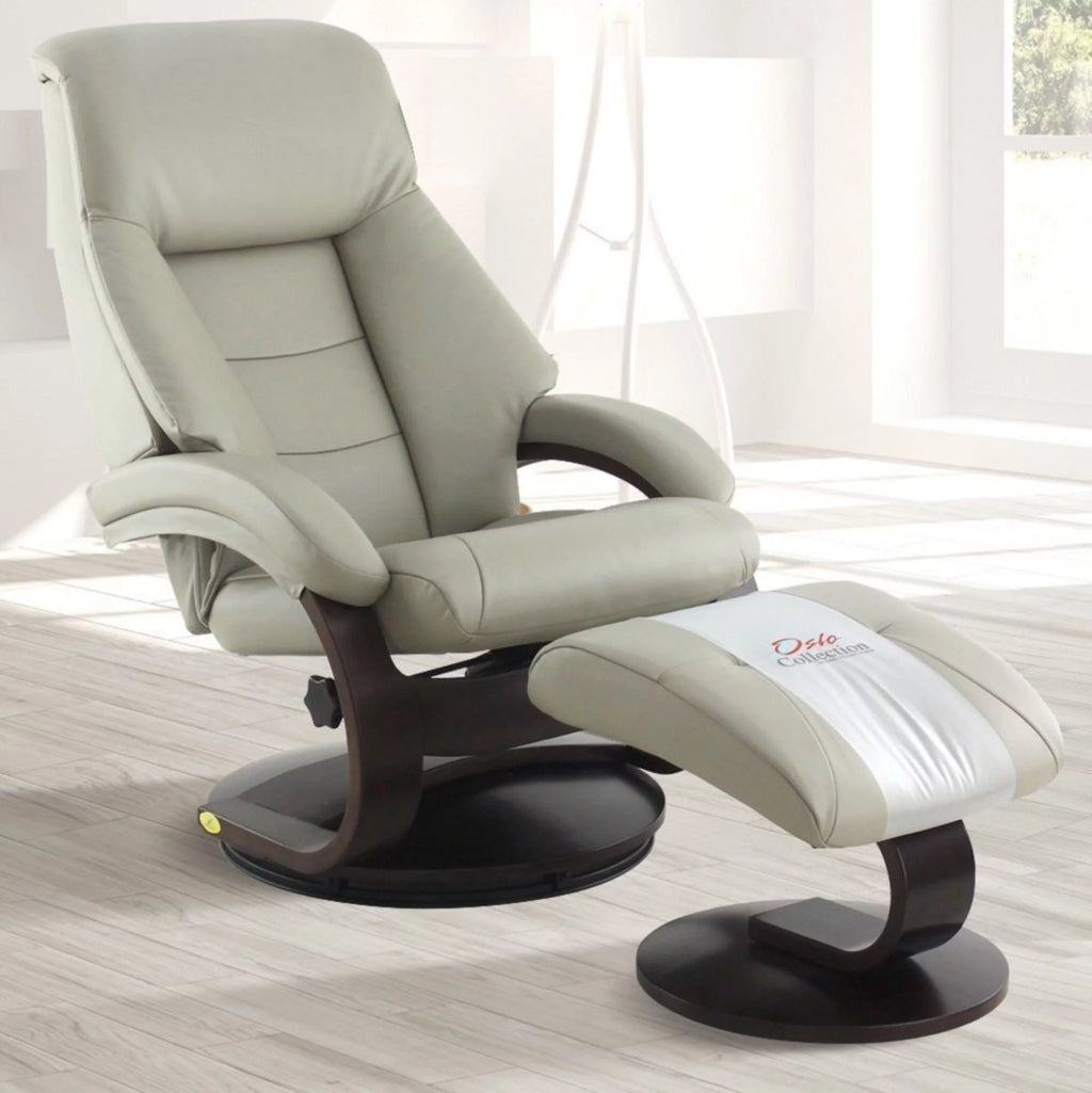 Gray and Black Recliner Chair with Ottoman O5818