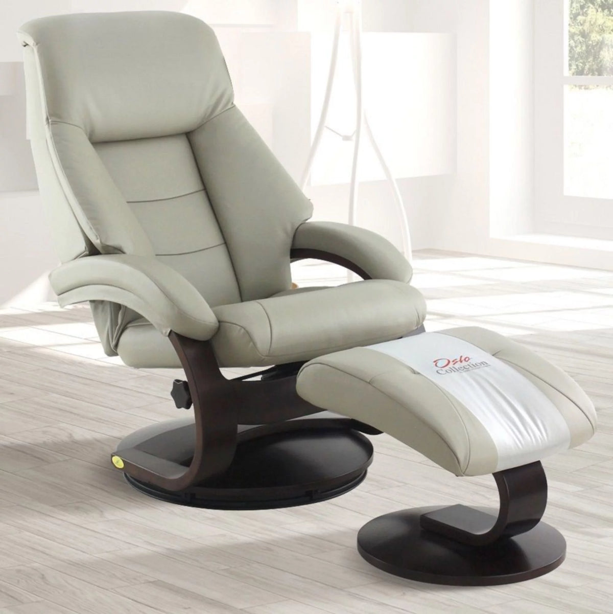 Gray and Black Recliner Chair with Ottoman O5818