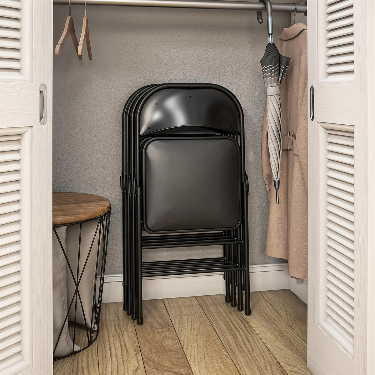 Black Vinyl Padded Metal Folding Chair 4-Pack H150