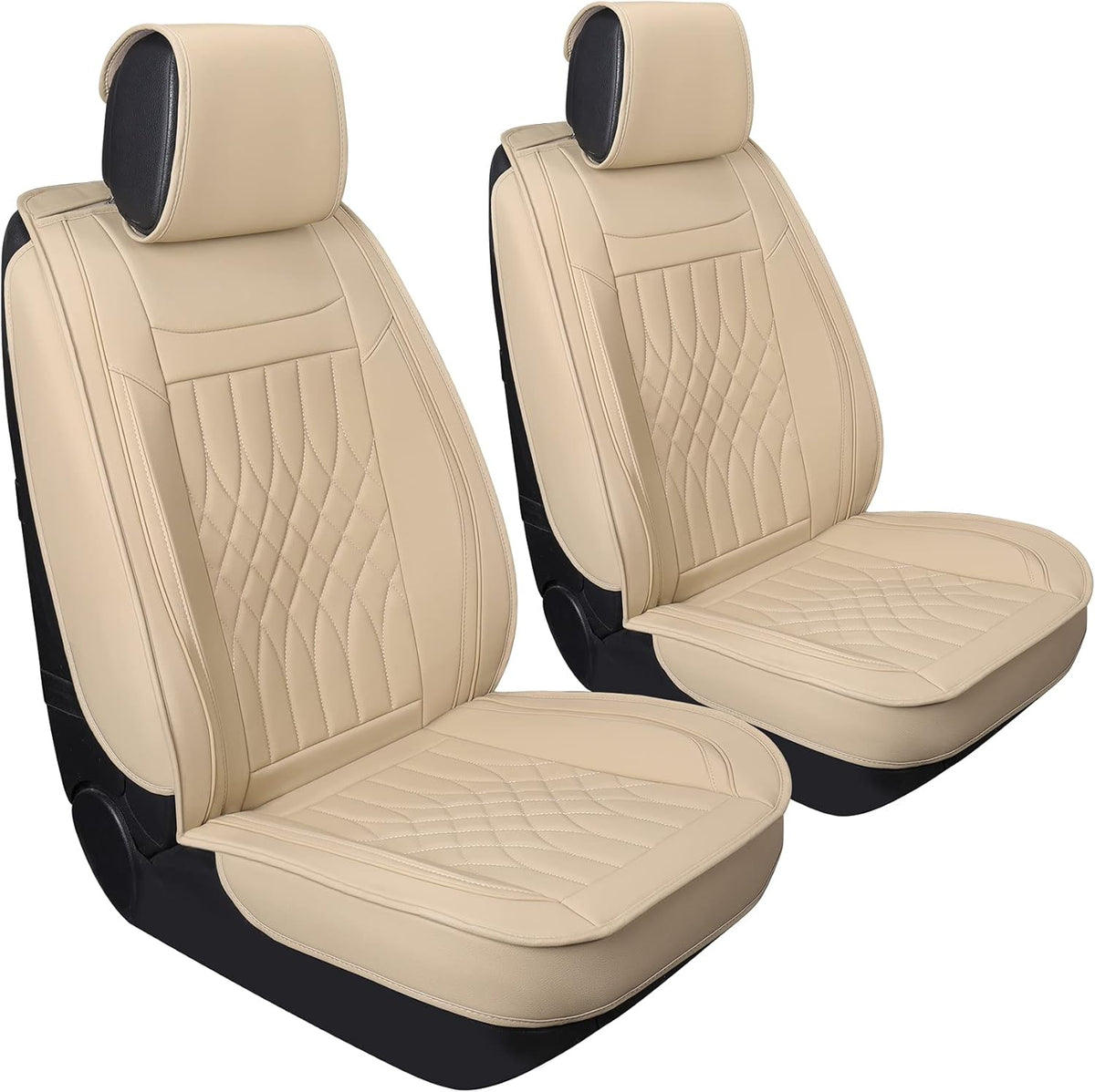 Black & Blue Leather Car Seat Covers Front Pair 2 Pcs Waterproof A803990