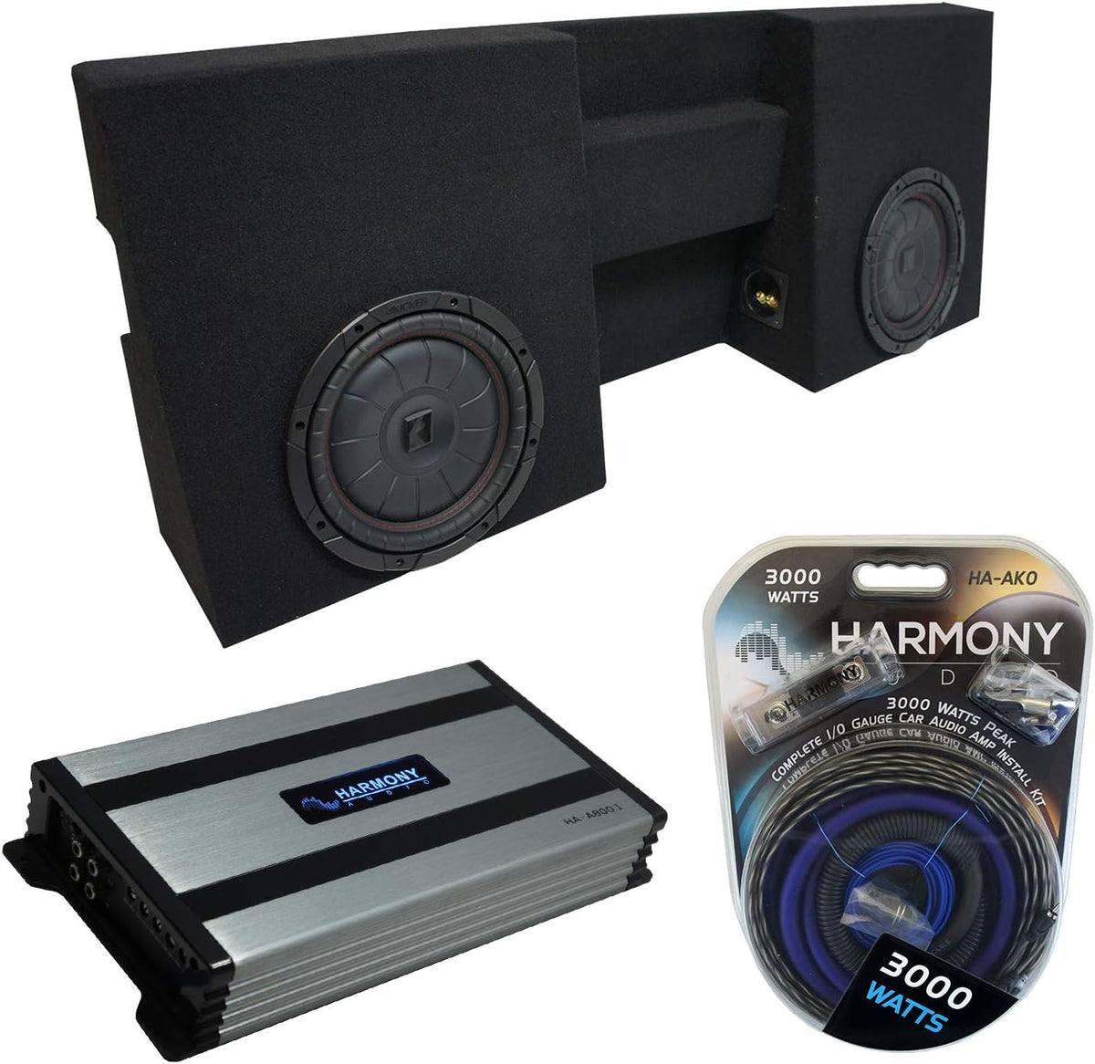 Compatible with 2005-UP Toyota Tacoma Double Cab Dual 10 Sub Box Enclosure & Amp K10400