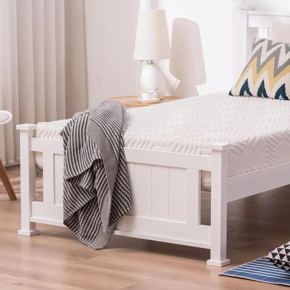 Gray Solid Pine Wood Twin Bed Frame with Headboard H987895
