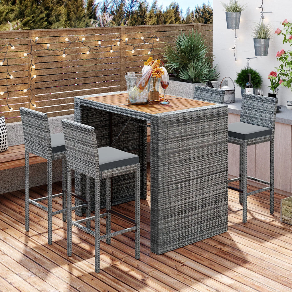5 Pcs Rattan Patio Dining Table Set E841109