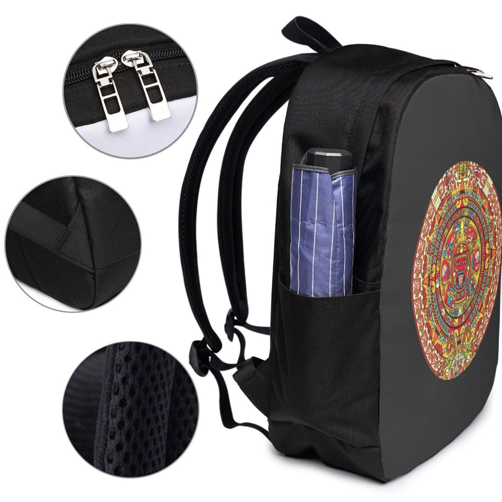 Colorful Aztec Calendar Print Laptop Backpack E575767