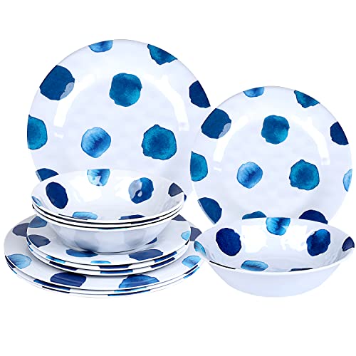 16 Pcs Melamine Dinnerware Set Plates Bowls Cups Unbreakable L3731