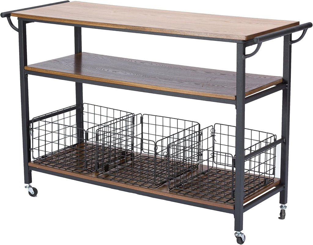 Brown Wood and Metal Kitchen Cart Z952794