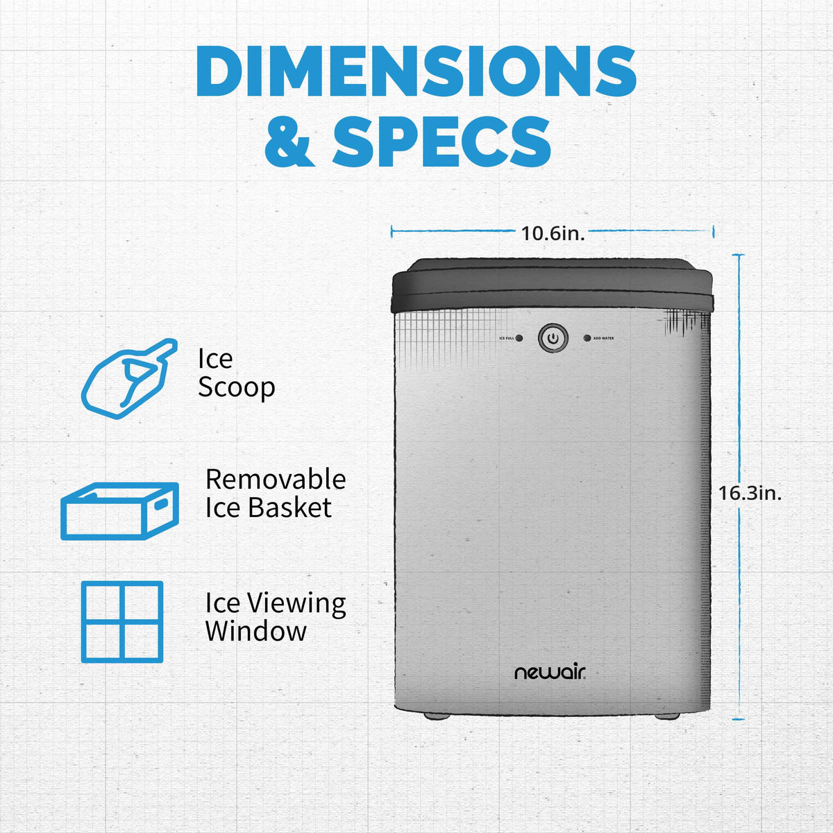 40 lb. Countertop Nugget Ice Maker in Stainless Steel U8512
