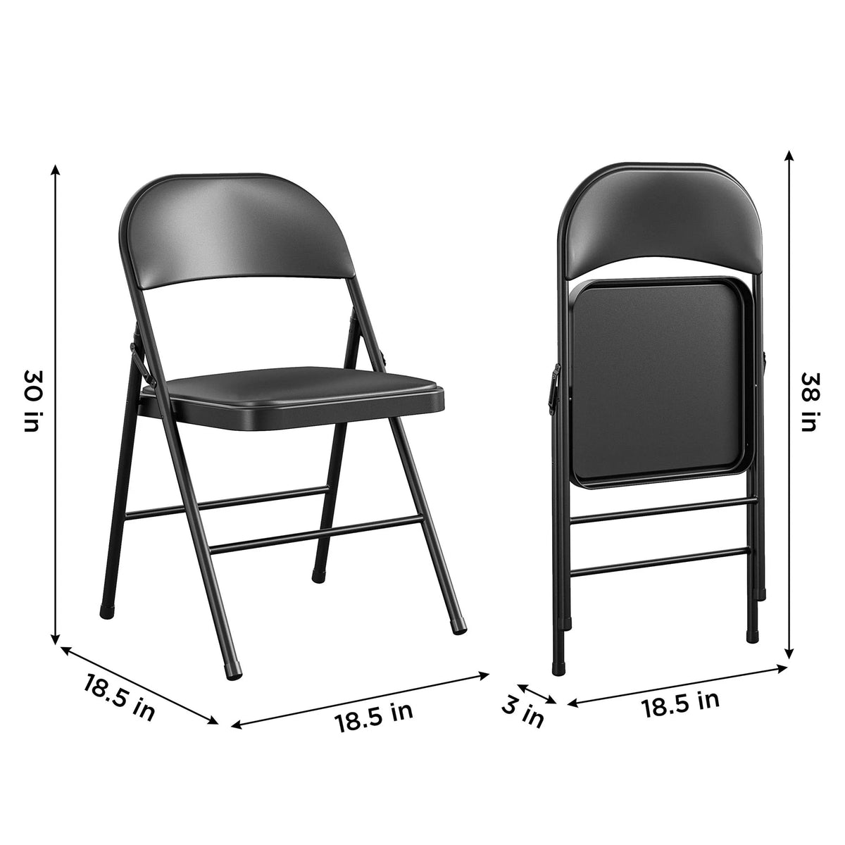 Black Vinyl Padded Metal Folding Chair 4-Pack H150