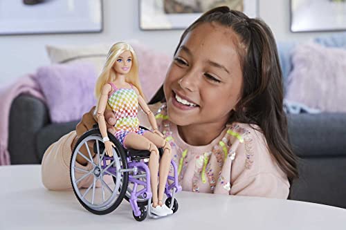Wheelchair & Ramp Doll with Wavy Blonde Hair & Tropical-Print Outfit R272307