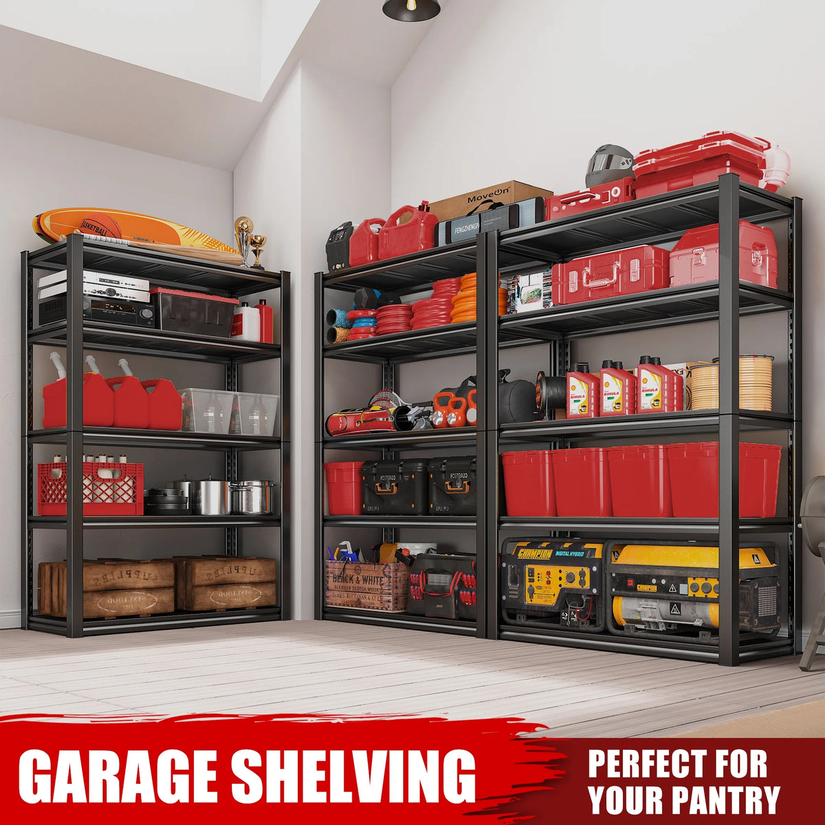 5-Shelf Heavy Duty Adjustable Metal Shelving Unit Black F7179