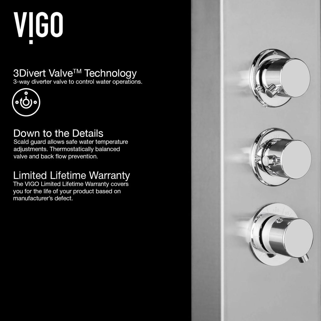 Chrome Shower Panel with Rain Head Massage System Q811598