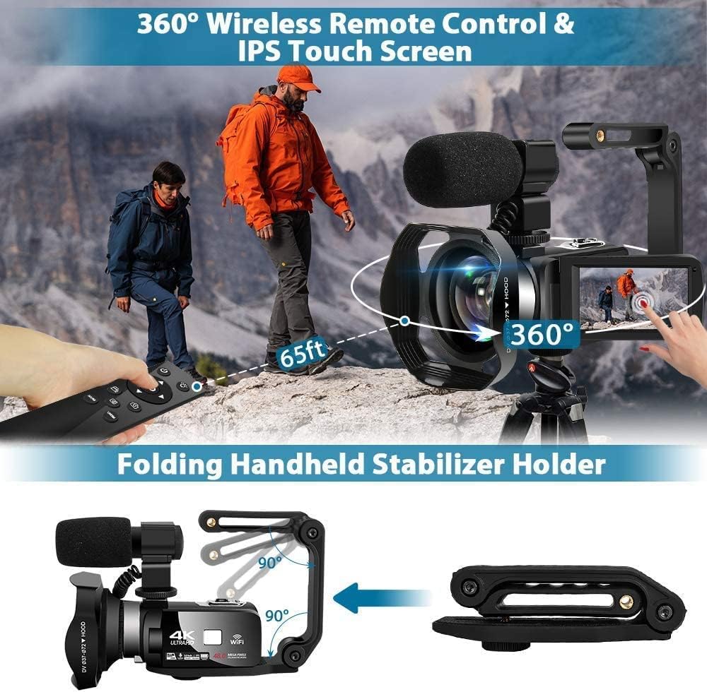 4K 48MP 18X Digital Zoom WiFi IR Night Vision Camcorder J41026