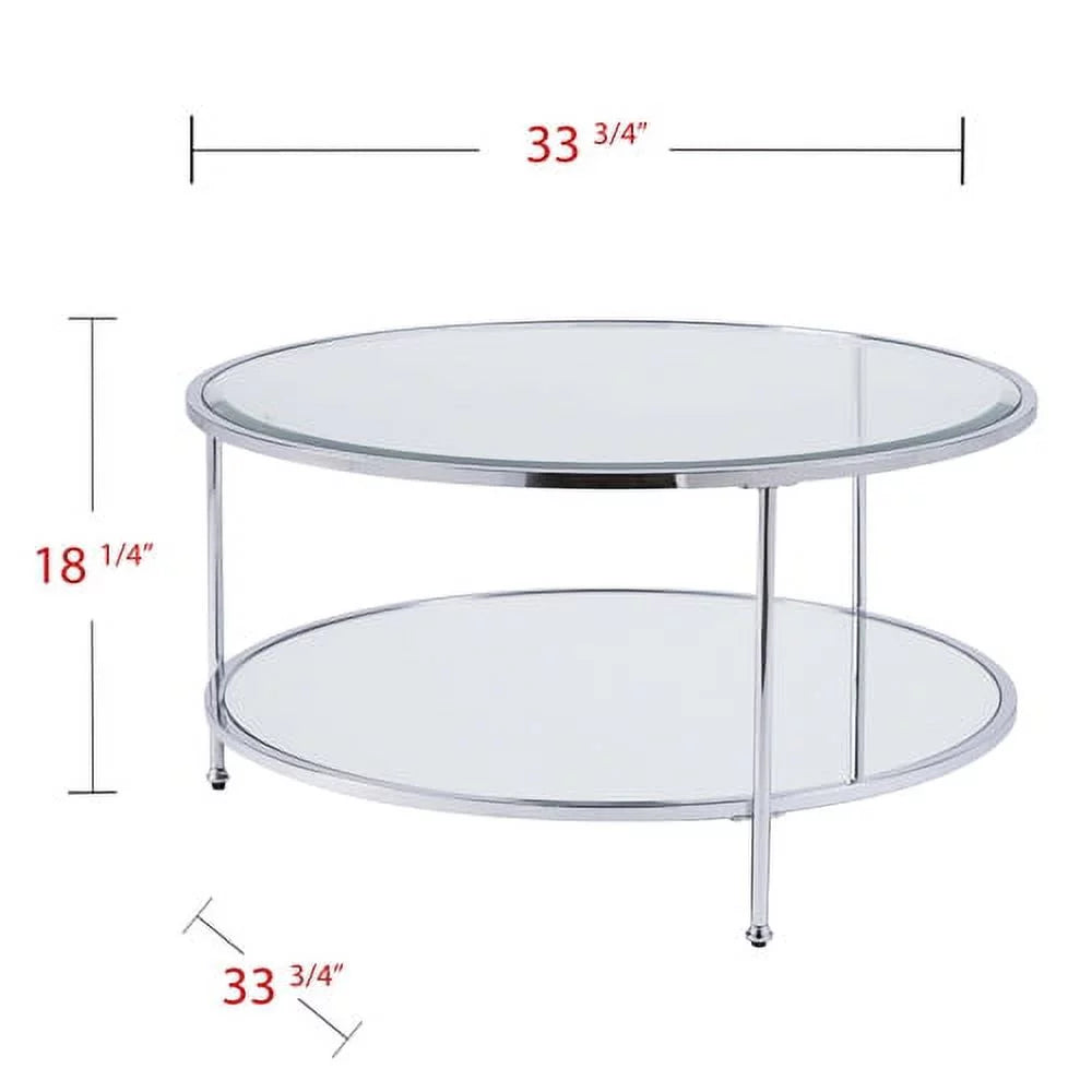 Mirrored Glass Round Coffee Table Set F41680