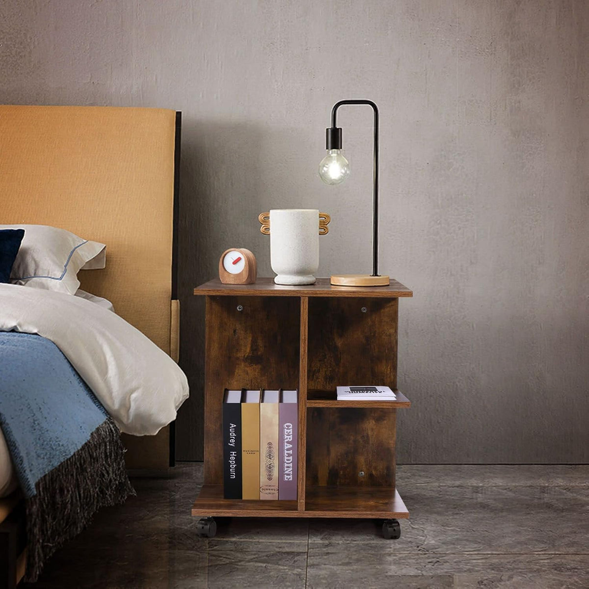 Rolling Nightstand with Open Shelf E313849