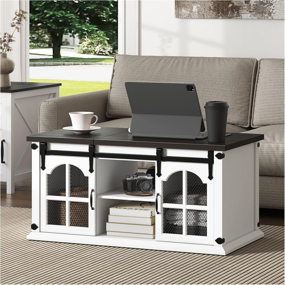 White Lift Top Coffee Table with Storage D232772