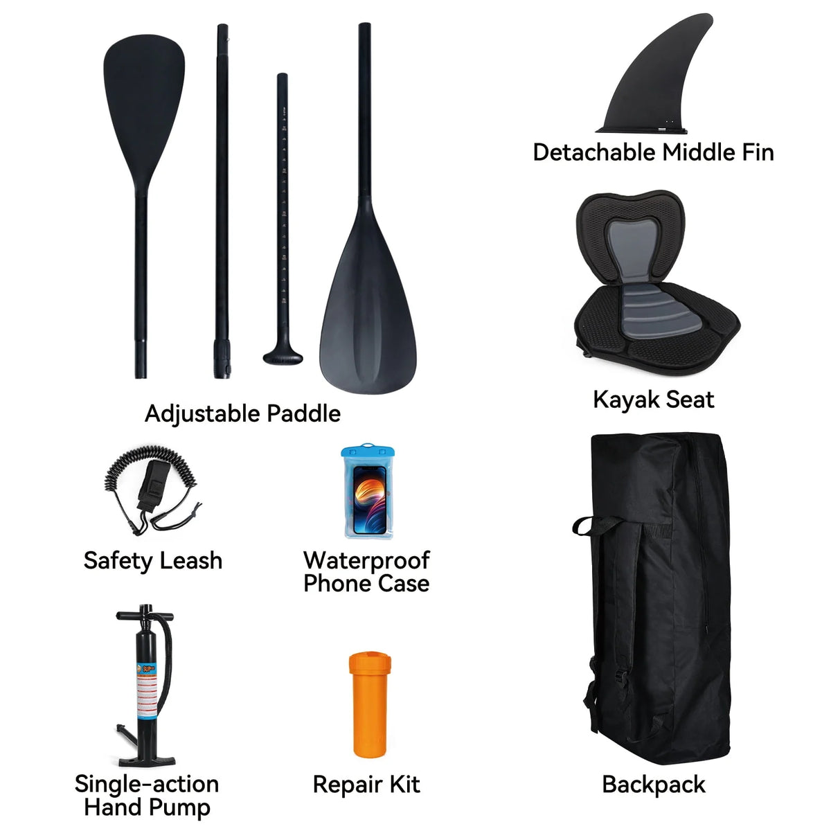 11 Ft Inflatable Stand Up Paddle Board and Sit-on Kayak Set, Non-Slip Deck SUP Paddle Board with SUP Accessories & Backpack, Blue M337