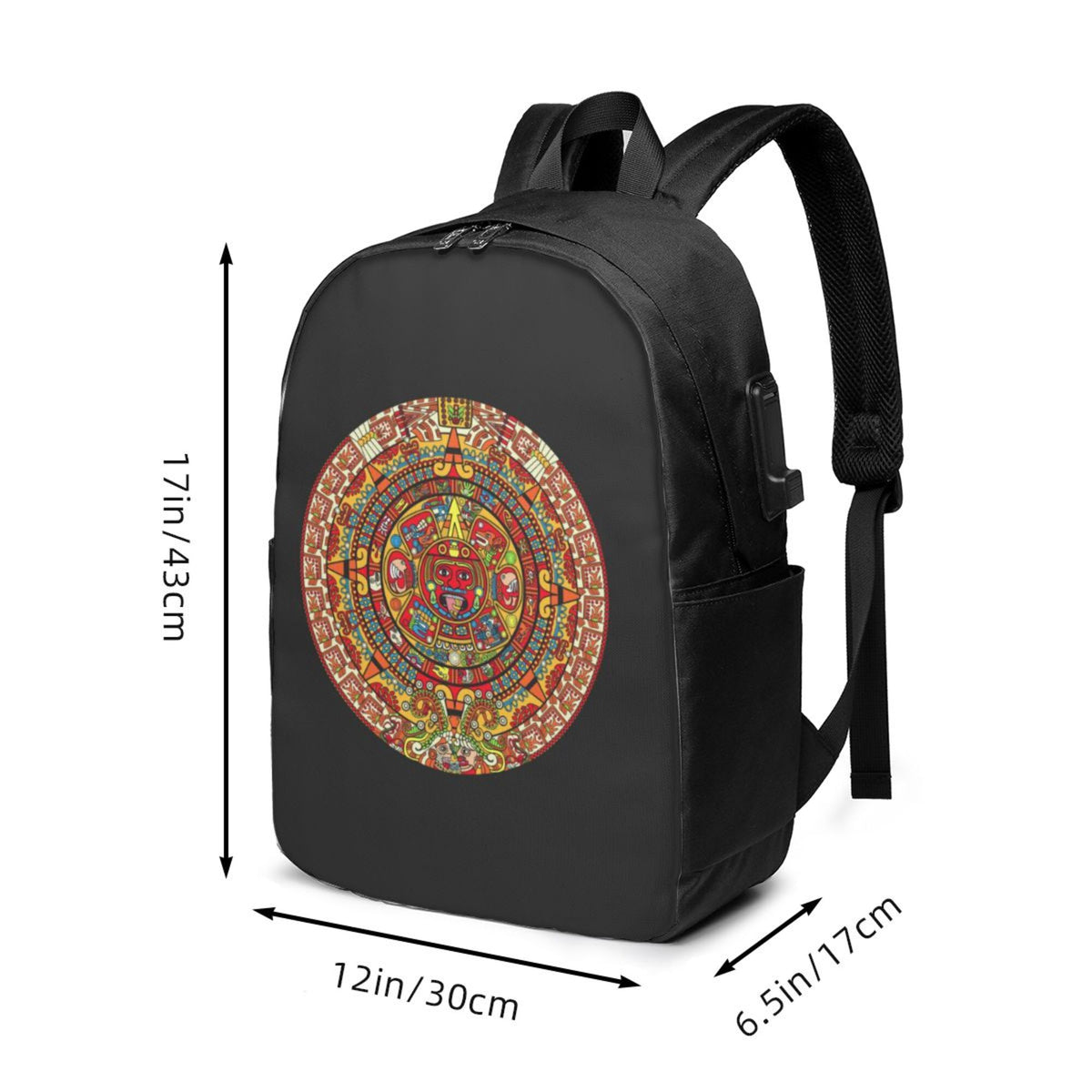 Colorful Aztec Calendar Print Laptop Backpack E575767