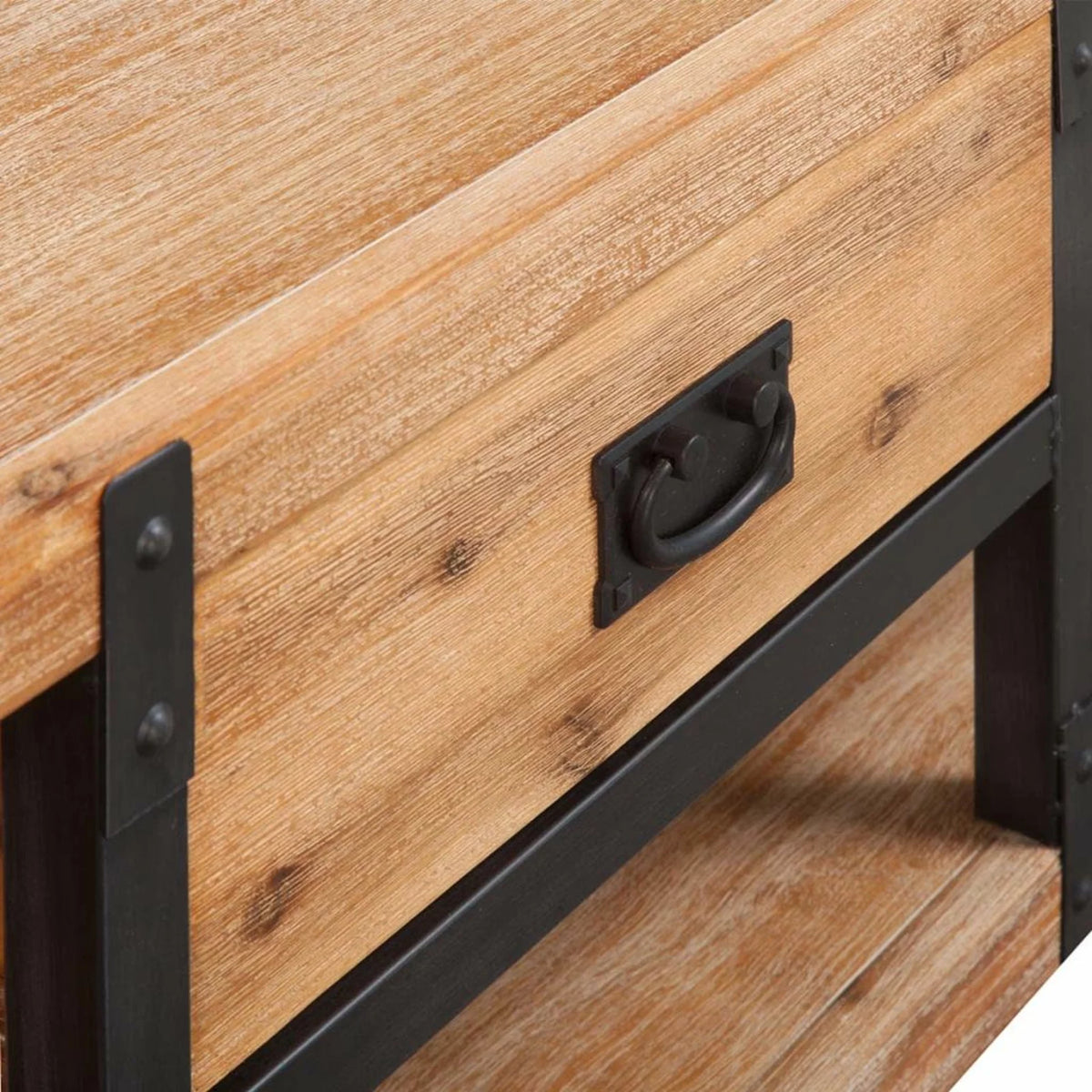 Reclaimed Wood TV Cabinet with Storage Shelves Steel Legs S86345