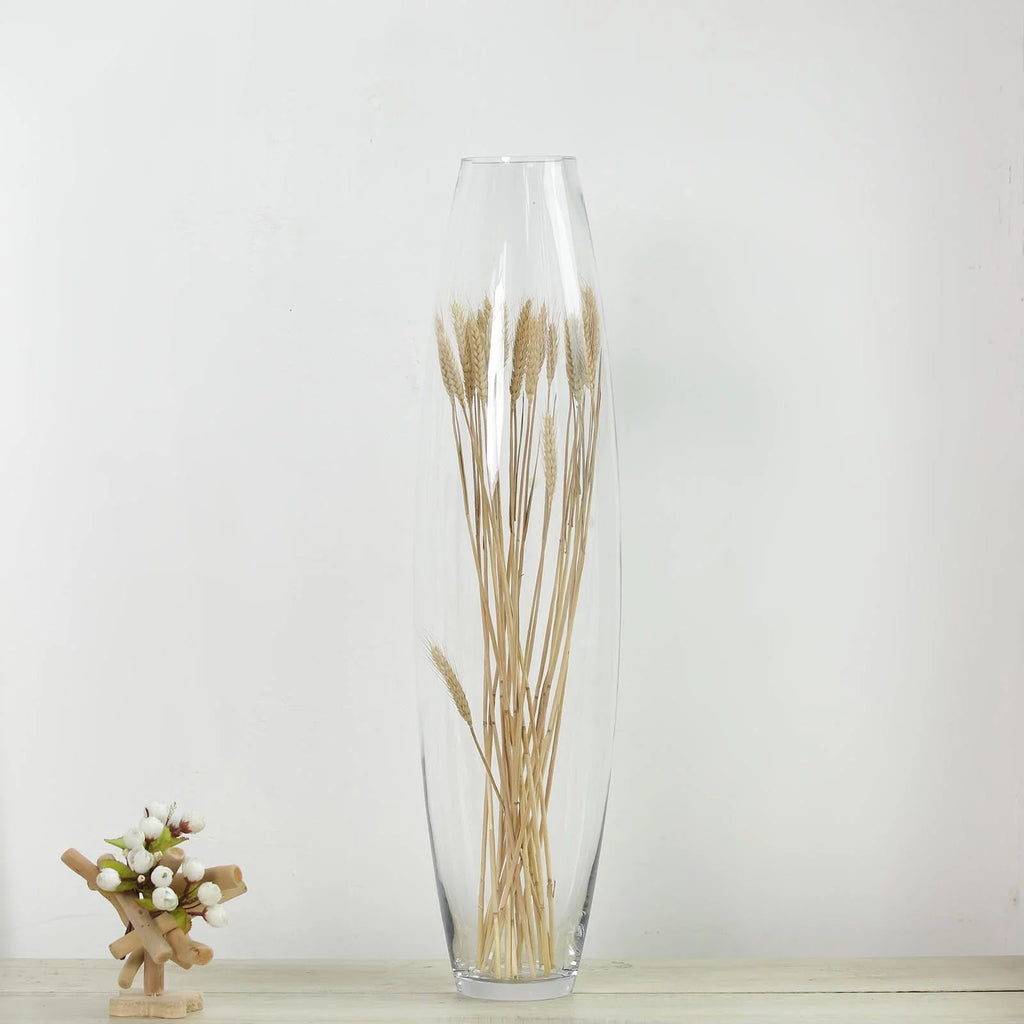 31" Tall Tapered Cylinder Glass Vase Clear O366
