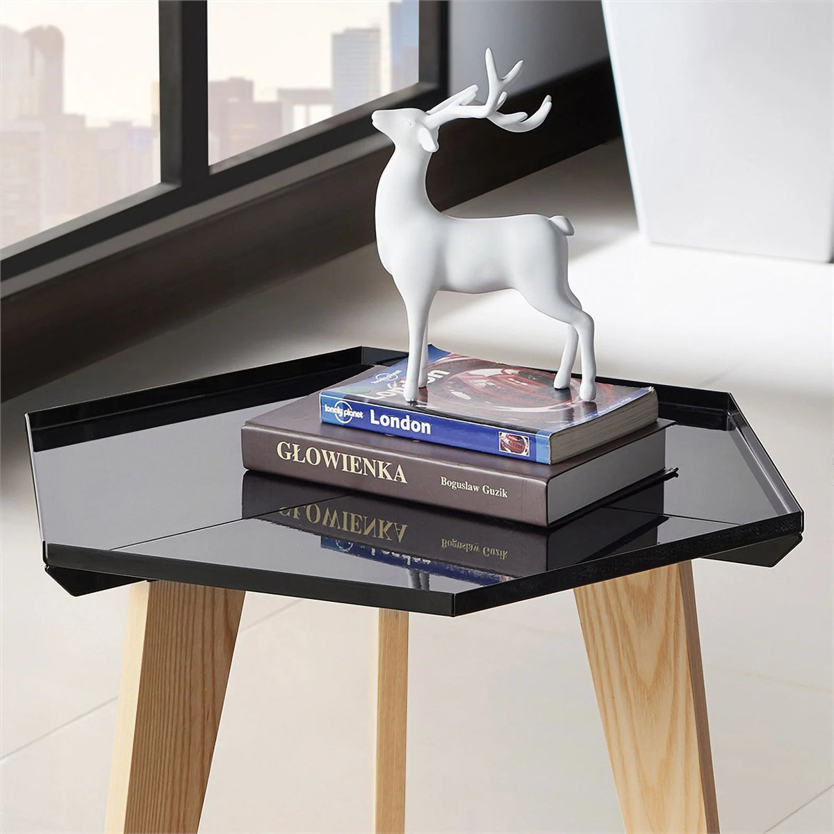 Black Metal Tray-Top End Table W3619
