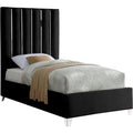 Solid Wood and Velvet Twin Bed in Black K910318