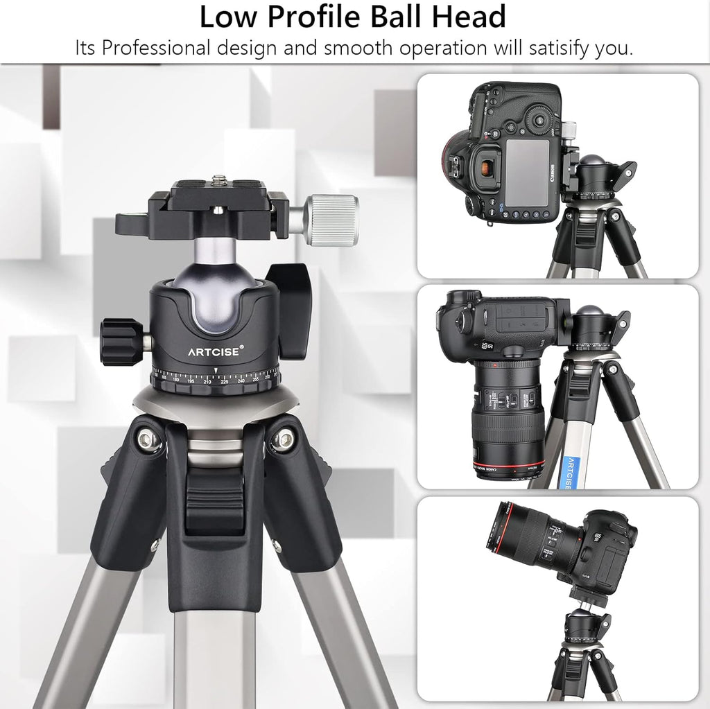 Camera Tripod Ultra Compact with 36MM Low Profile Ball Head, 10kg/22lb Load, Wireless Remote, Pack of 2 U203440