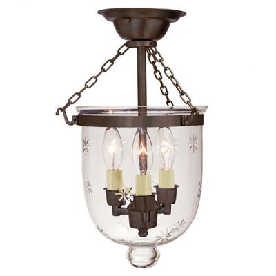 3-Light Semi Flush Mount with Star Glass R674362