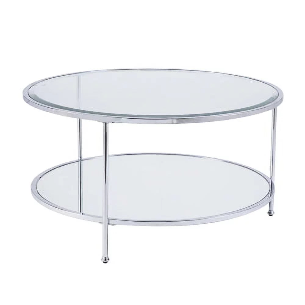 Mirrored Glass Round Coffee Table Set F41680