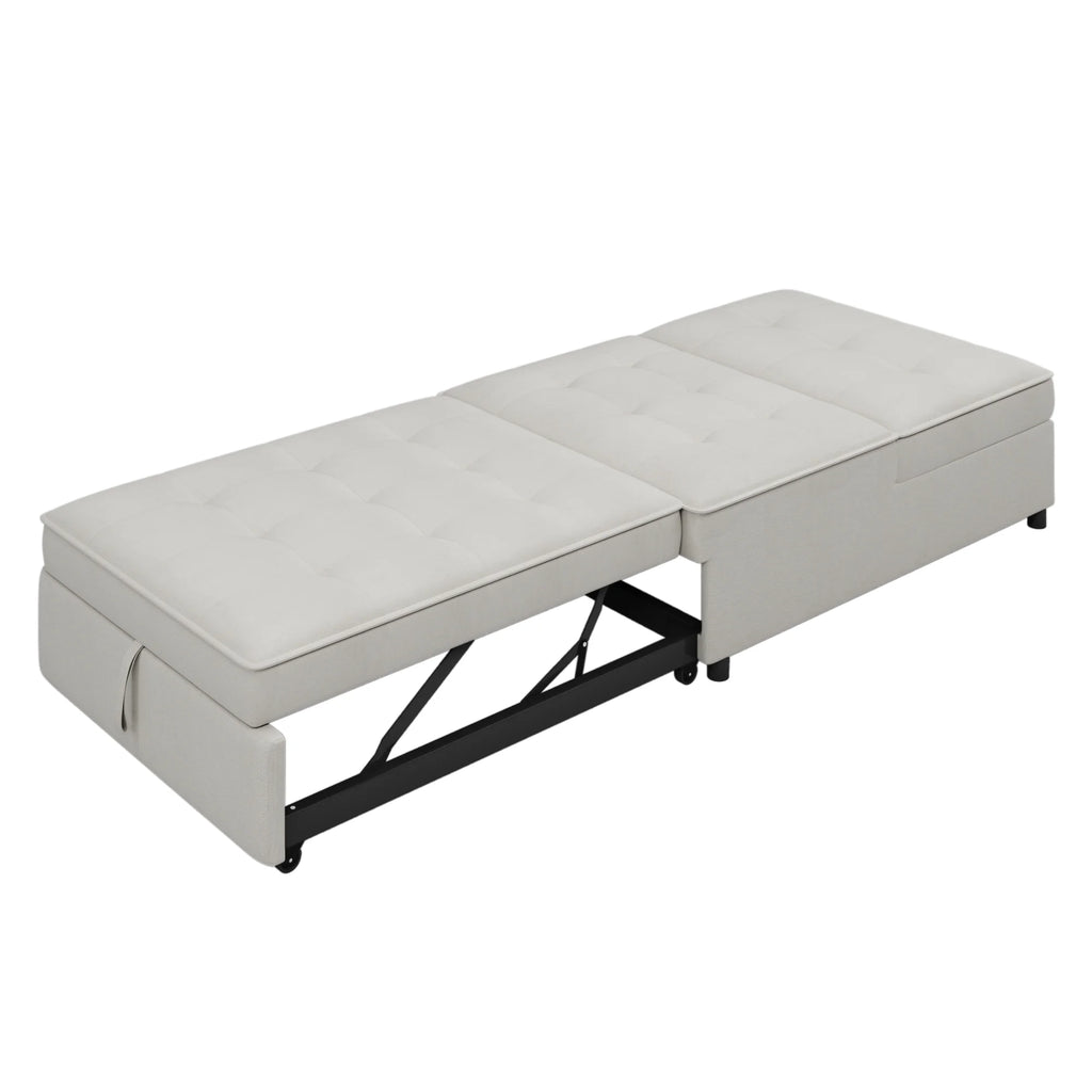 White 4-in-1 Folding Ottoman Bed with Storage Pocket and USB Port I490931