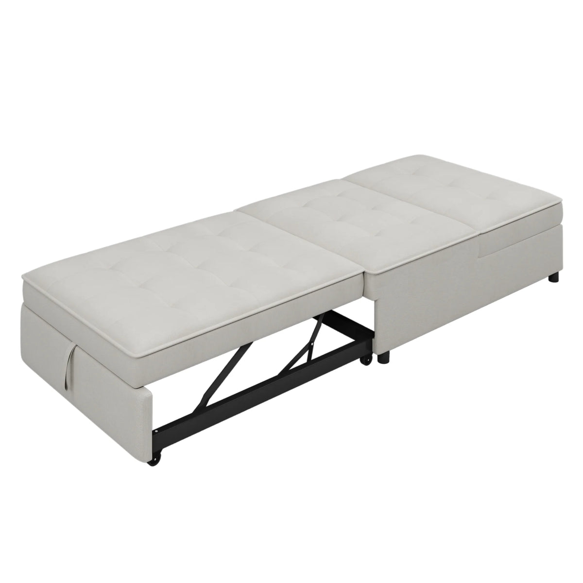 White 4-in-1 Folding Ottoman Bed with Storage Pocket and USB Port I490931