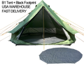Waterproof 13.2ft/4M Green B1 Bell Tent with Black Footprint E11380