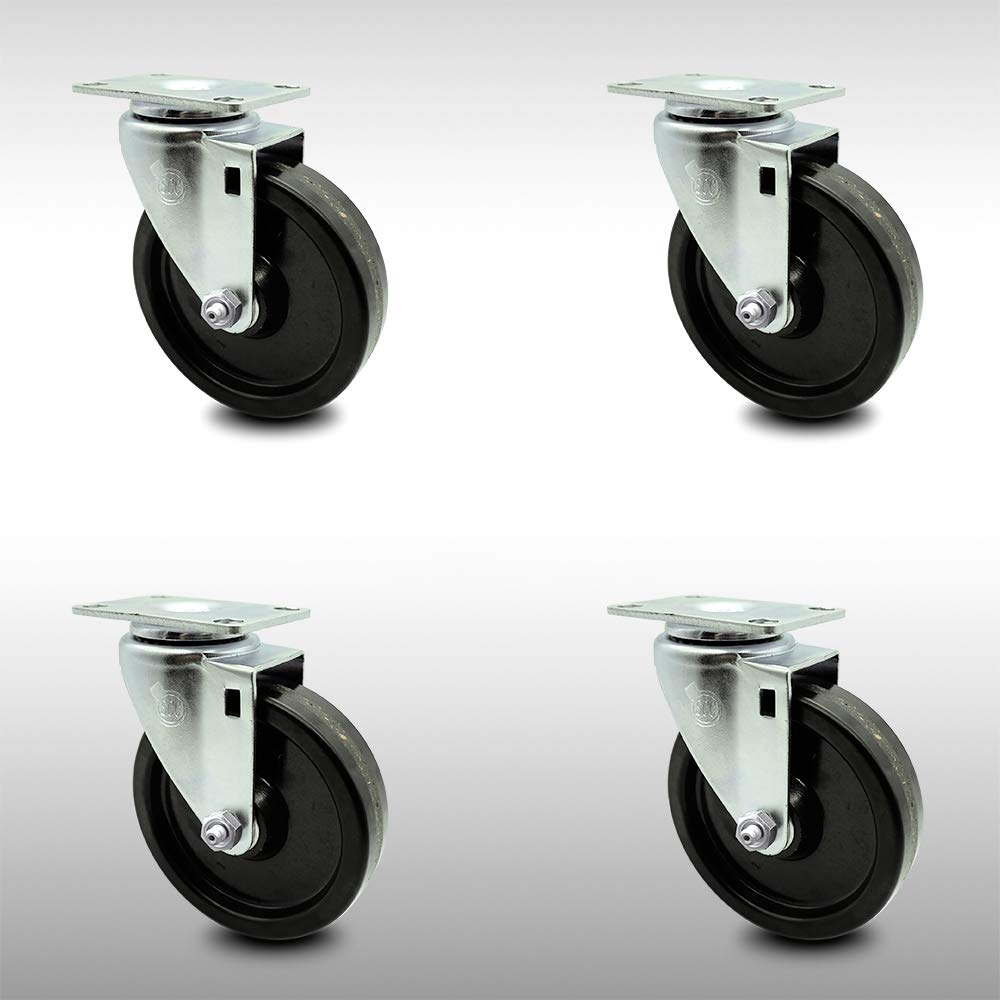 Stainless Steel Phenolic Swivel Caster with Black Wheel, Pack of 2 P2725