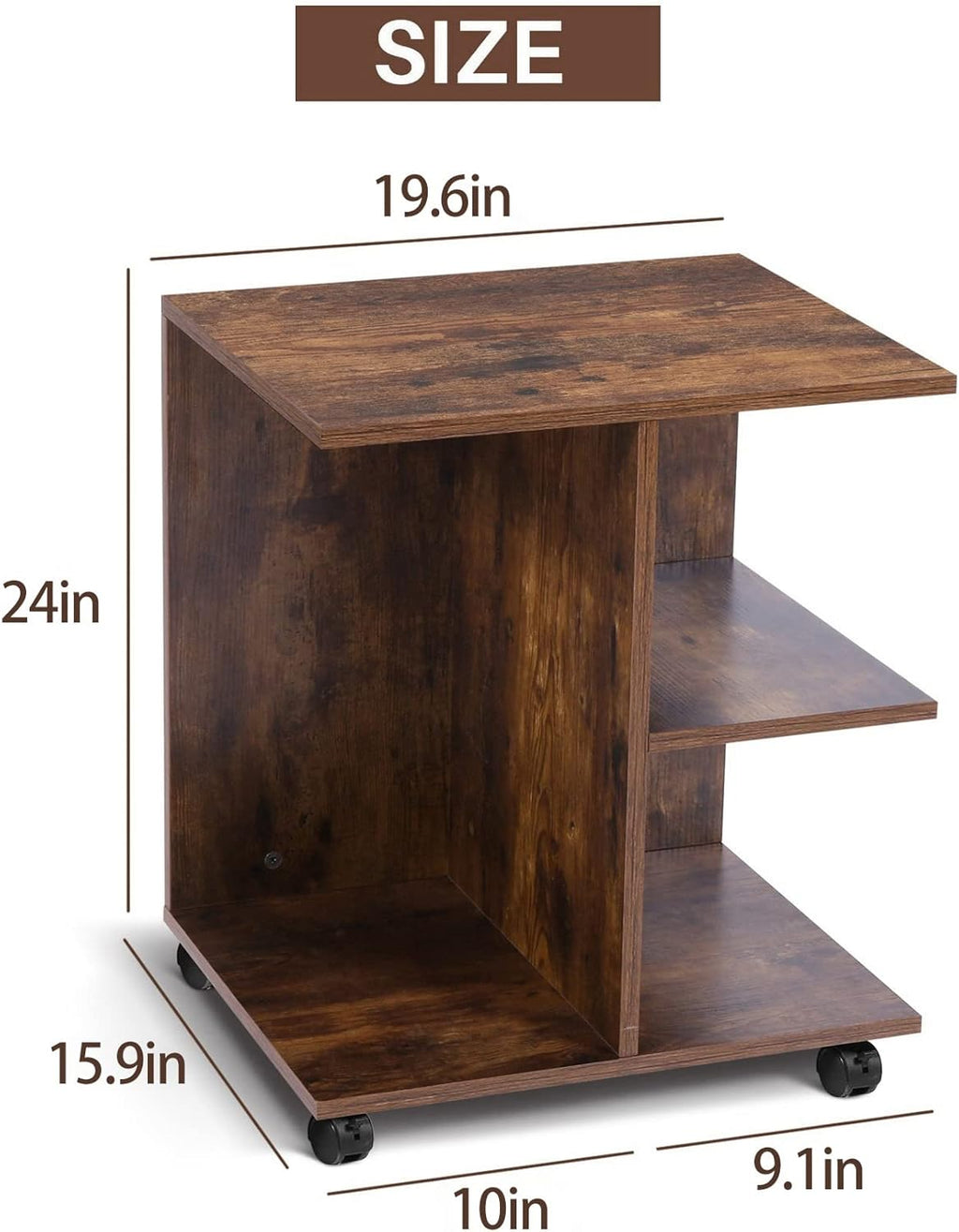 Rolling Nightstand with Open Shelf E313849