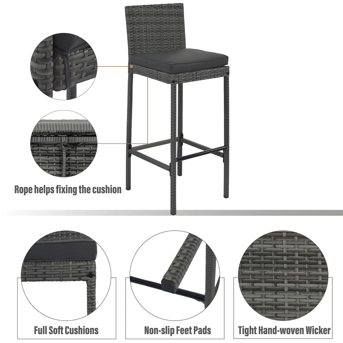 5 Pcs Rattan Patio Dining Table Set E841109