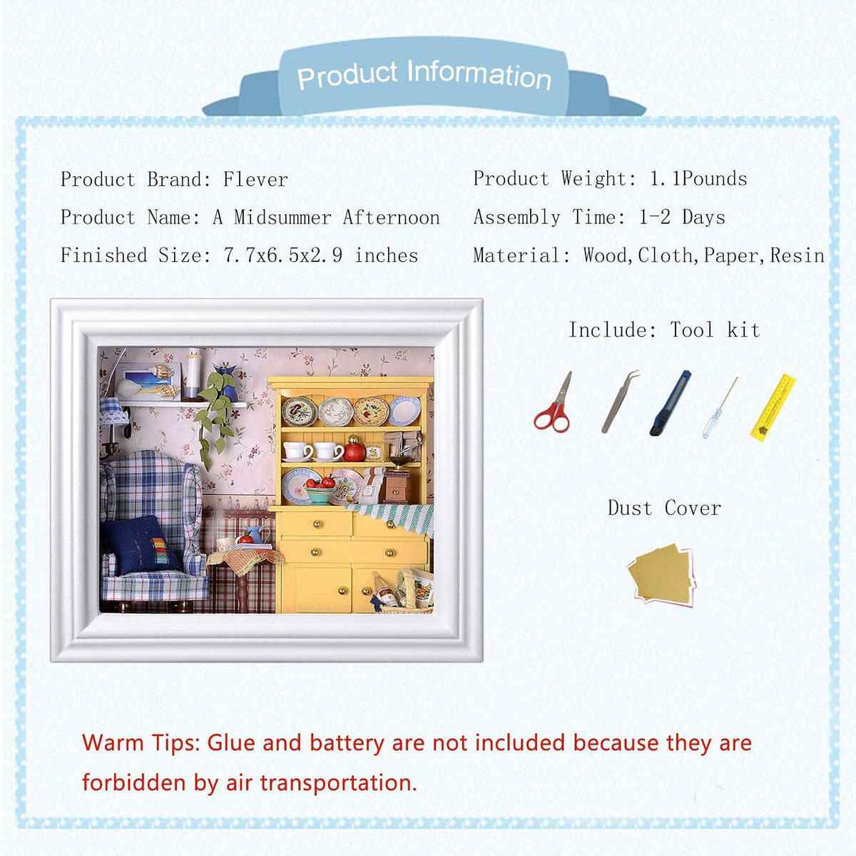 Dollhouse Miniature DIY House Kit with Furniture and Frame G71708