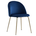 Blue Velvet Metal Dining Chairs Set of 2 D620