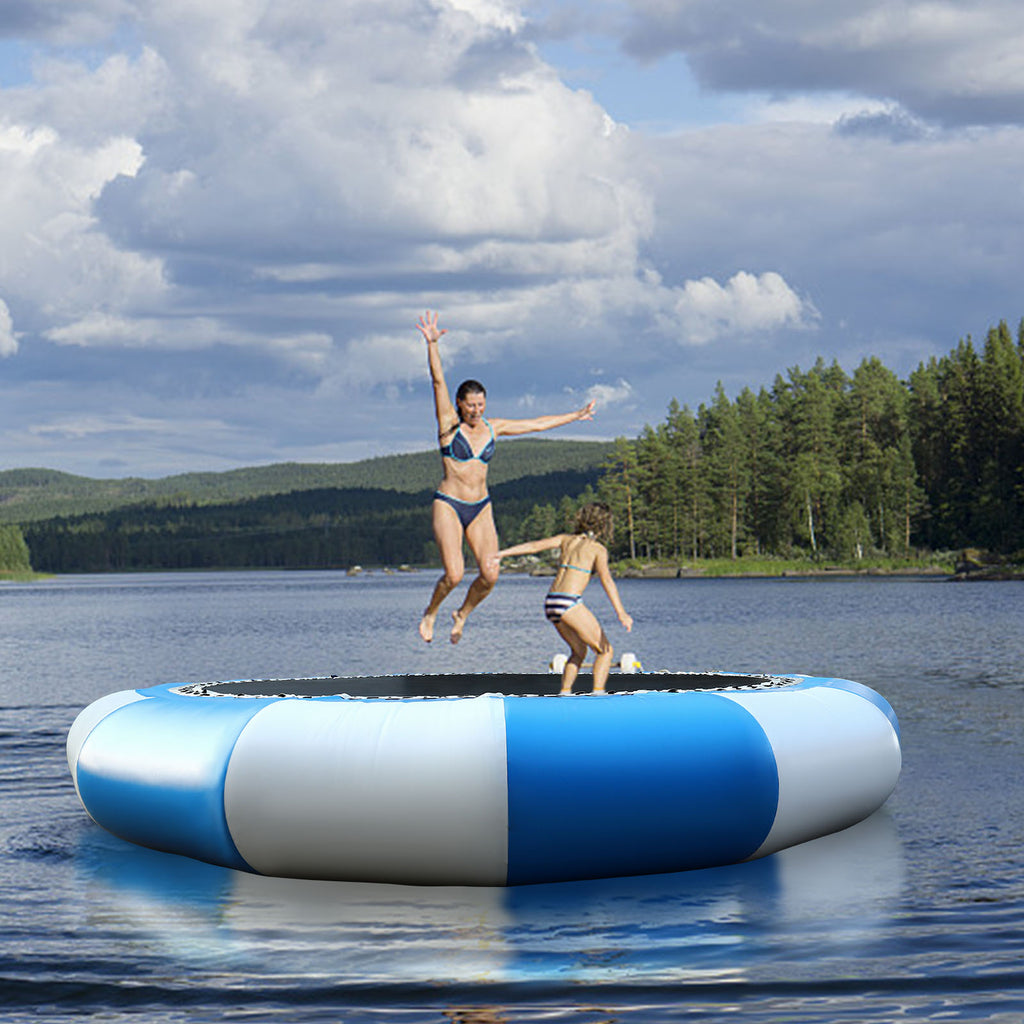 17ft Inflatable Water Trampoline Blue and White PVC Tarpaulin Max Capacity 400kg/ 880lb F82919