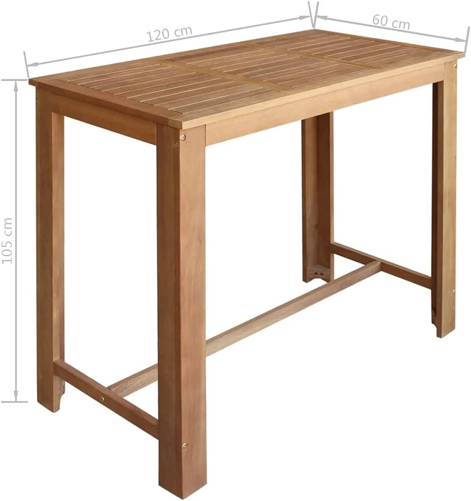 Solid Acacia Wood Bar Table 47.2"x23.6" Brown R1491