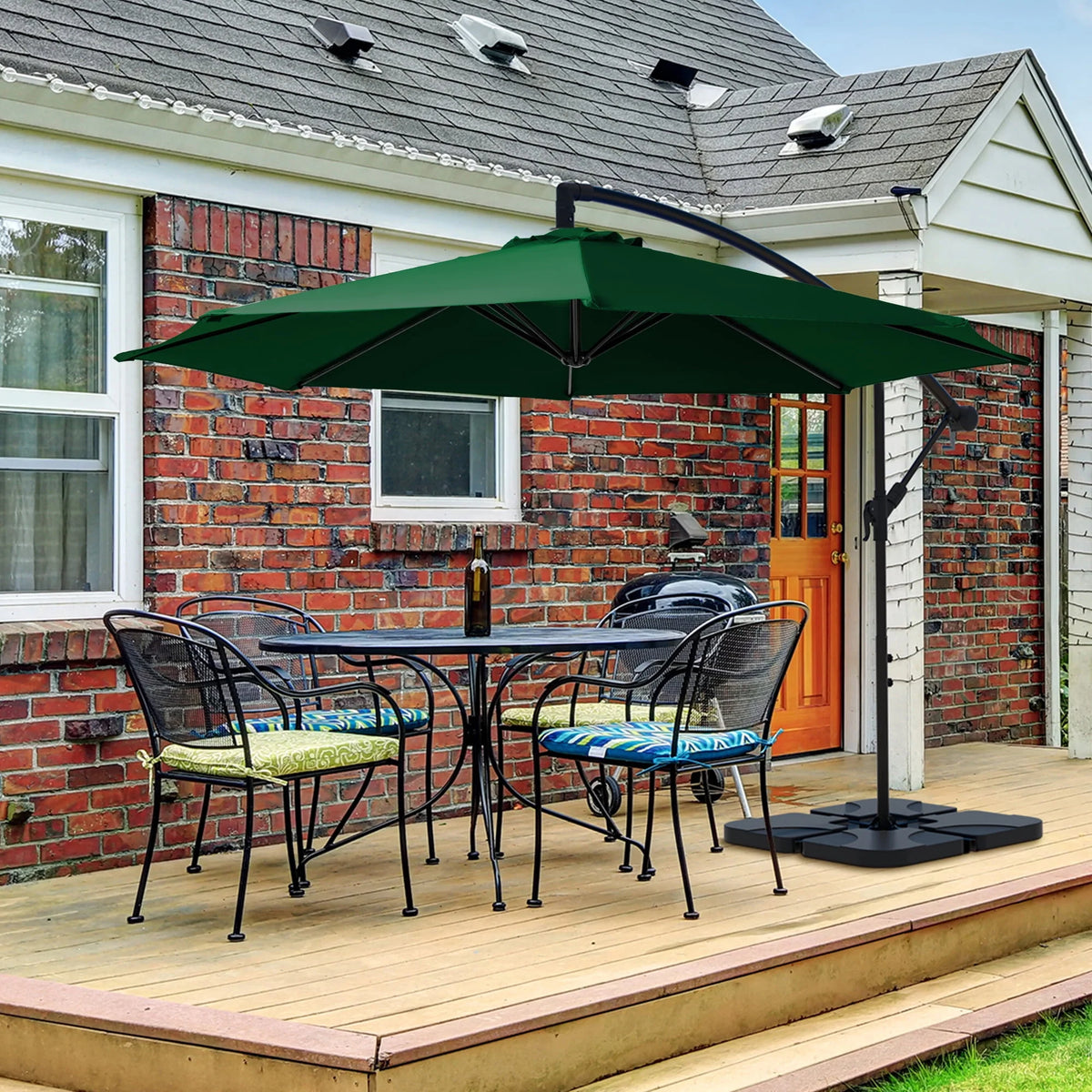 10ft Heavy Duty Offset Cantilever Patio Umbrella with 4-Piece Base X752