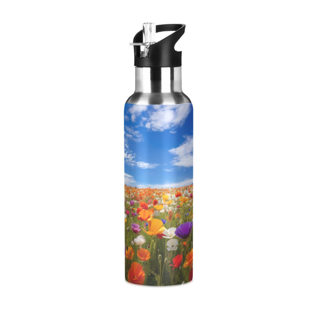 20 oz Insulated Stainless Steel Kids Water Bottle with Straw Lid E2175
