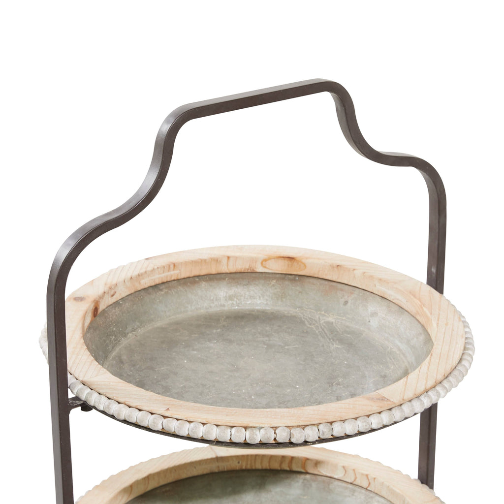 Grey Metal Farmhouse Tiered Server W128