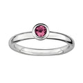 Sterling Silver 4mm Pink Tourmaline Stackable Ring B561278