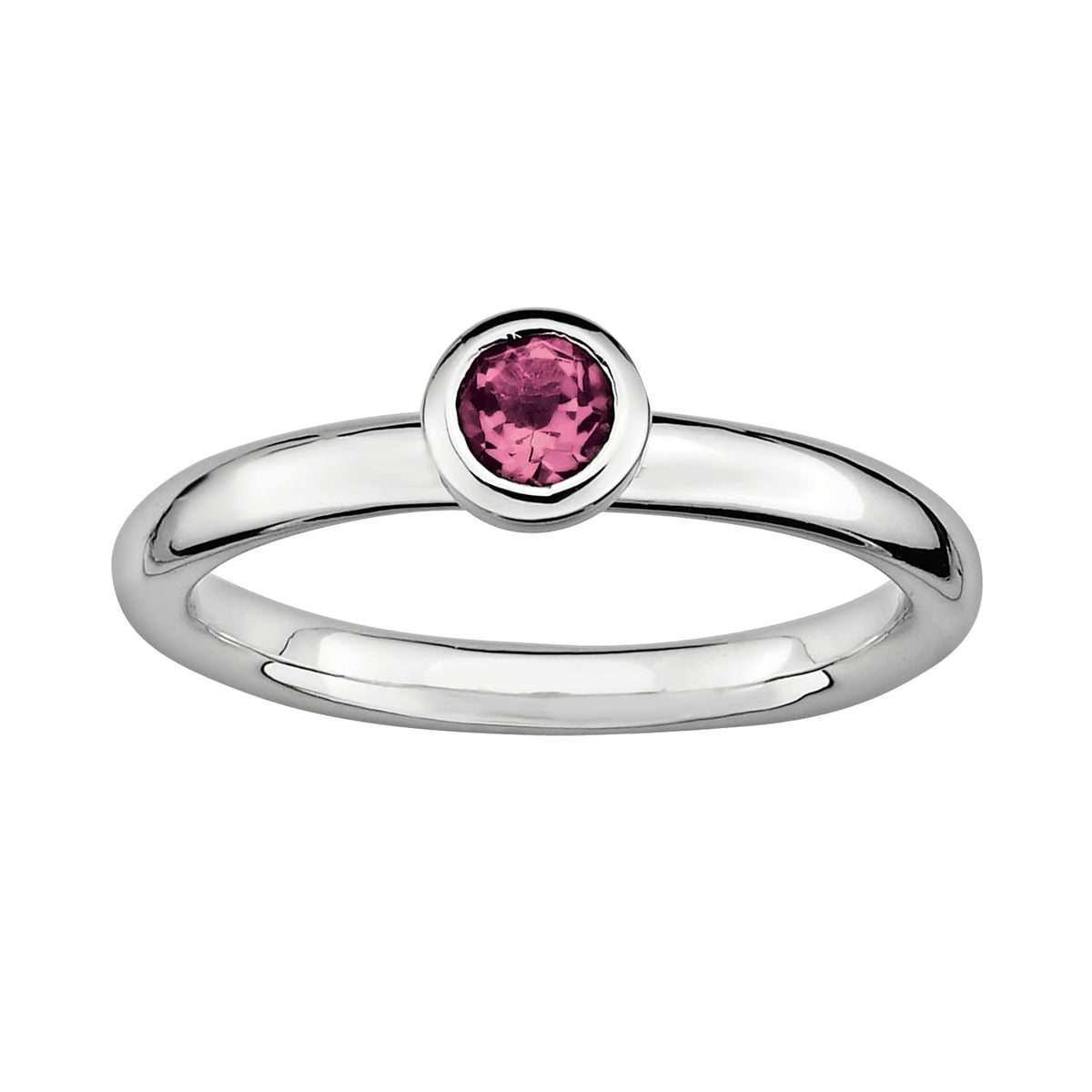 Sterling Silver 4mm Pink Tourmaline Stackable Ring B561278