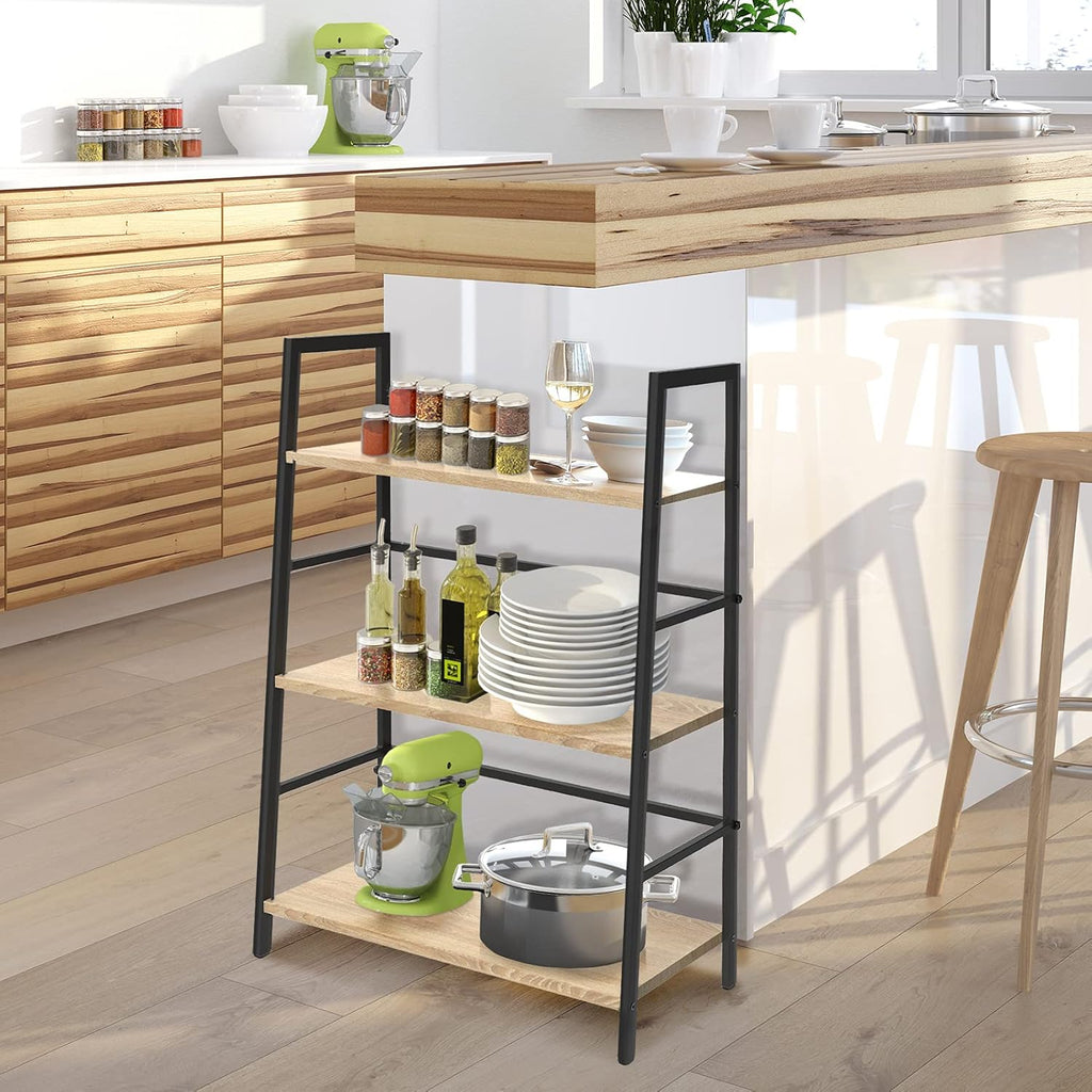 5-Tier Brown Wood Bookcase with Metal Frame D577372