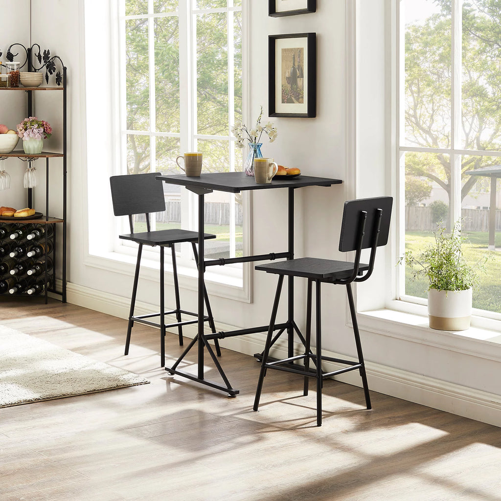 3-Piece Square Dining Table Set with 2 Stools Q393